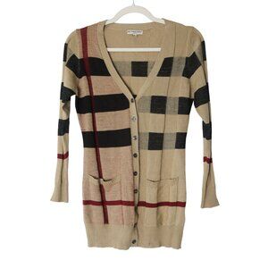 Burberry nova check knit long cardigan